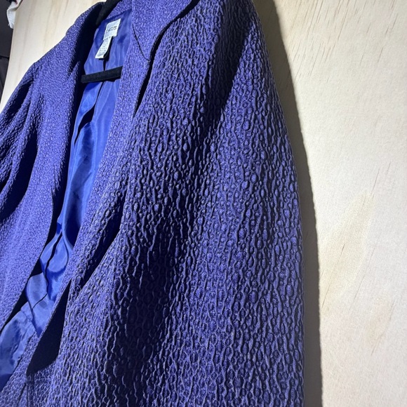 Chico's open front blue blazer jacket Silk Blend w Textured Weave - Picture 5 of 7